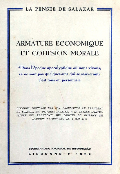 ARMATURE ECONOMIQUE ET COHESION MORALE.