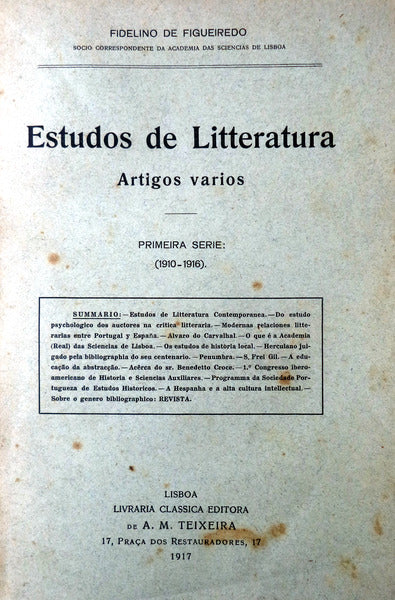 ESTUDOS DE LITTERATURA.