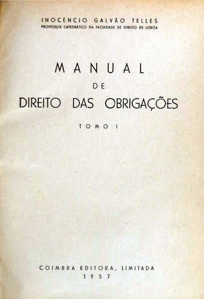 MANUAL DE DIREITO DAS OBRIGAÃ‡Ã•ES.
