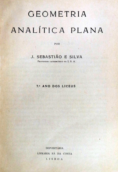GEOMETRIA ANALÃTICA PLANA. [EDIÃ‡ÃƒO DE 1957]