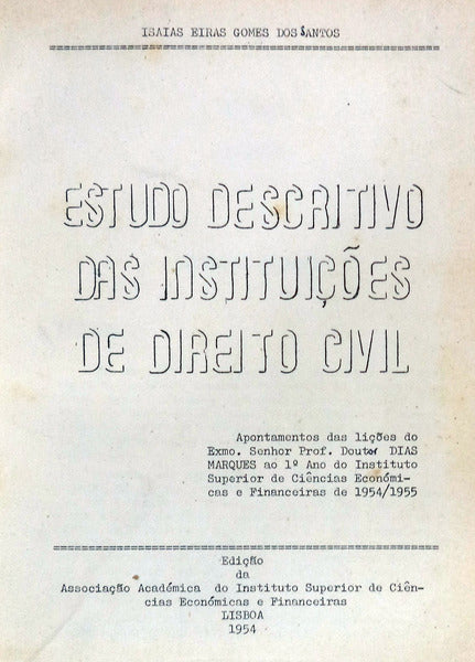 ESTUDO DESCRITIVO DAS INSTITUIÃ‡Ã•ES DE DIREITO CIVIL.