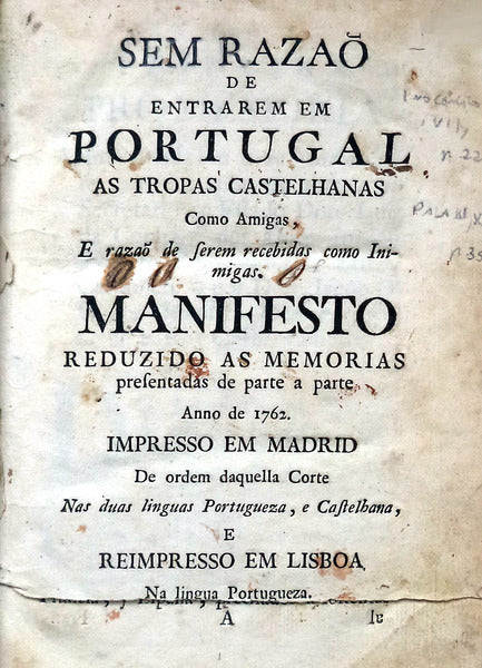 SEM RAZÃƒO DE ENTRAREM EM PORTUGAL AS TROPAS CASTELHANAS Como Amigas, E razaÃµ de serem recebidas como Inimigas.
