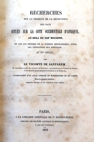RECHERCHES SUR LA PRIORITÃ‰ DE LA DÃ‰COUVERTE DES PAYS SITUÃ‰S SUR LA COTE OCCIDENTALE Dâ€™AFRIQUE,