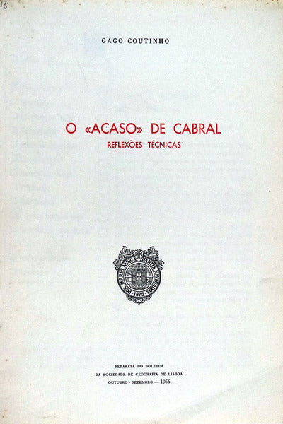 O Â«ACASOÂ» DE CABRAL. REFLEXÃ•ES TÃ‰CNICAS