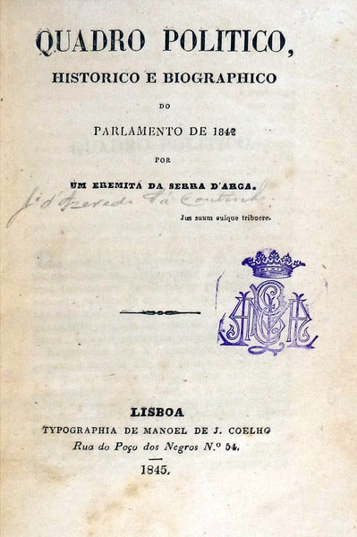 QUADRO POLITICO, HISTORICO E BIOGRAPHICO DO PARLAMENTO DE 1842.