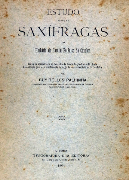 ESTUDO SOBRE AS SAXÃFRAGAS