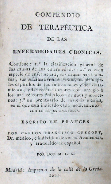 COMPENDIO DE TERAPÃ‰UTICA DE LAS ENFERMEDADES CRONICAS.