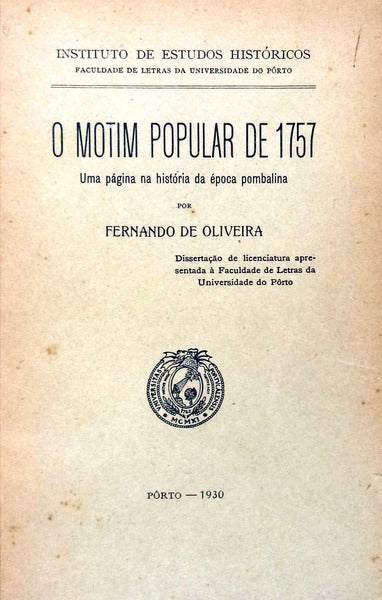 O MOTIM POPULAR DE 1757.