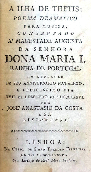 A ILHA DE THETIS: POEMA DRAMÃTICO PARA MUSICA, [8 folhetos]