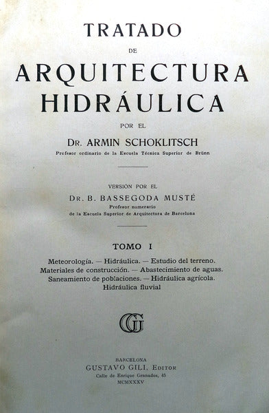 TRATADO DE ARQUITECTURA HIDRÃULICA.