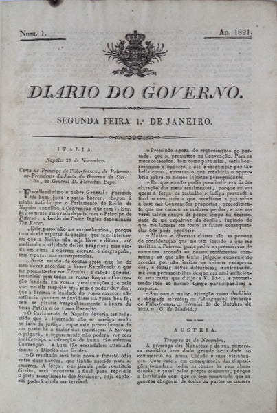 DIARIO DO GOVERNO / DIARIO DA REGENCIA [IMPÃ‰RIO LUSO-BRASILEIRO].