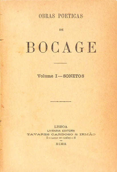 OBRAS POETICAS DE BOCAGE.
