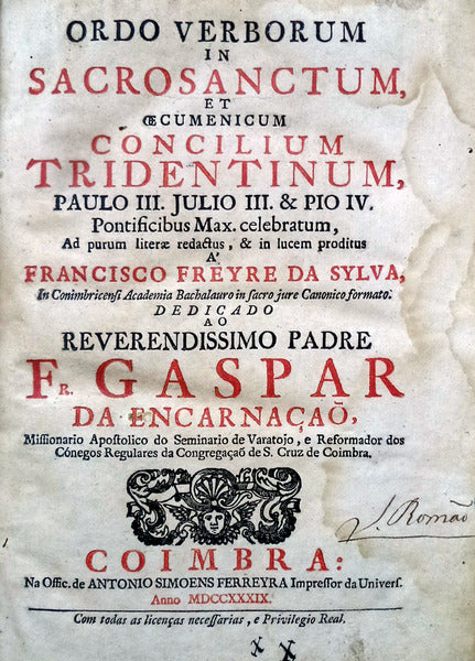 ORDO VERBORUM IN SACROSANCTUM, ET OECUMENICUM CONCILIUM TRIDENTINUM.