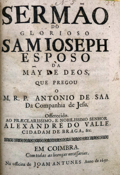 SERMÃƒO DO GLORIOSO SAM IOSEPH ESPOSO DA MÃƒY DE DEOS,