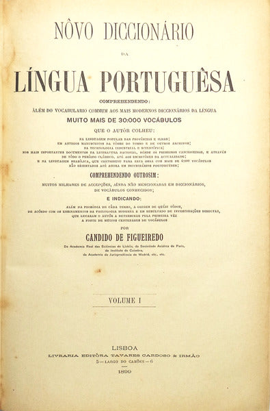NÃ”VO DICCIONÃRIO DA LÃNGUA PORTUGUÃŠSA. [2 VOLS.]