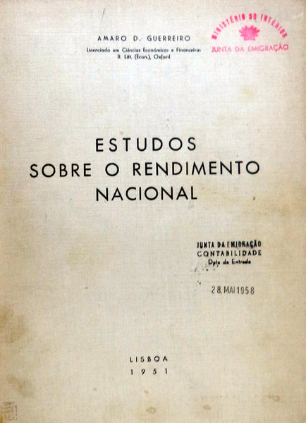 ESTUDOS SOBRE O RENDIMENTO NACIONAL.