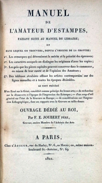 MANUEL DE L'AMATEUR D'ESTAMPES,