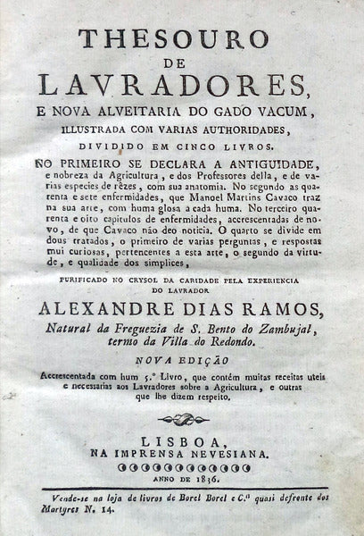 THESOURO DE LAVRADORES, E NOVA ALVEITARIA DO GADO VACUM,