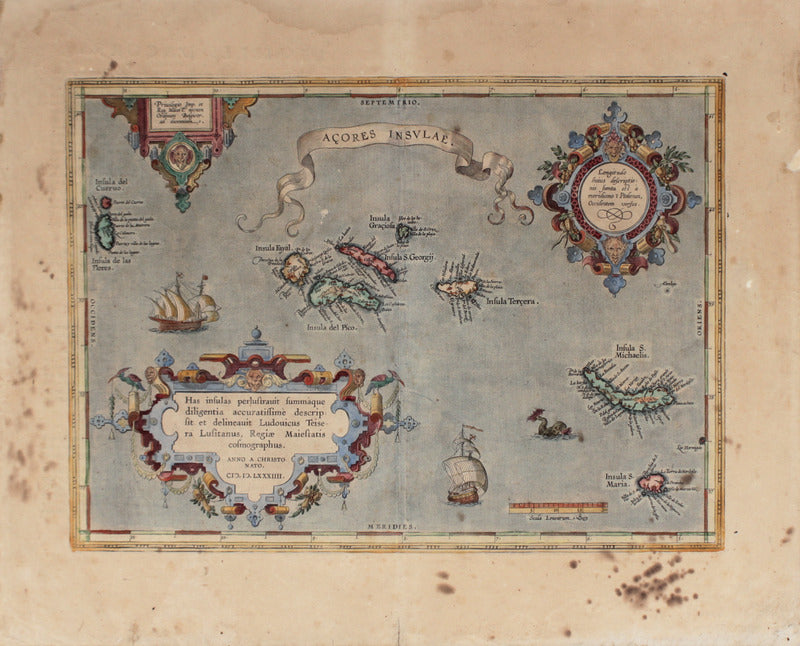 CARTOGRAFIA - SÃ‰C. XVI - [PRIMEIRO MAPA DOS AÃ‡ORES] Typ. Plantiniana. 1584.