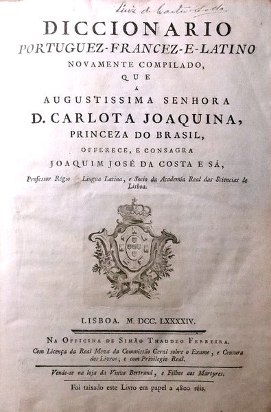 DICCIONARIO PORTUGUEZ-FRANCEZ-E-LATINO.