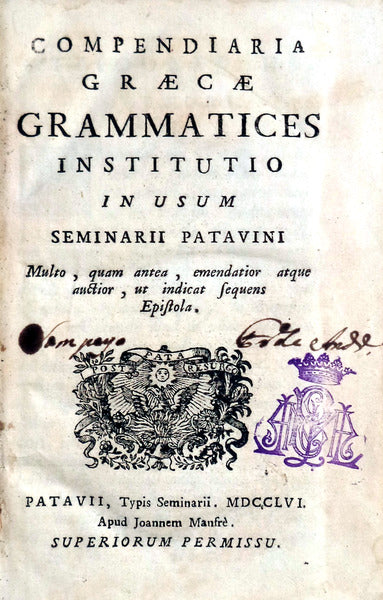 COMPENDIARIA GRAECAE GRAMMATICES INSTITUTIO.