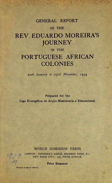 GENERAL REPORT OF THE JOURNEY IN THE PORTUGUESE AFRICAN COLONIES.