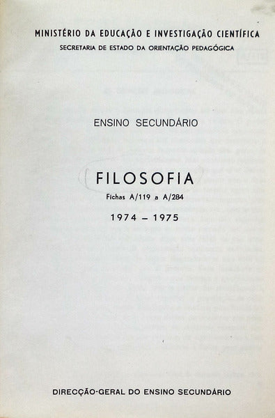 ENSINO SECUNDÃRIO. FILOSOFIA. 1974-1975.