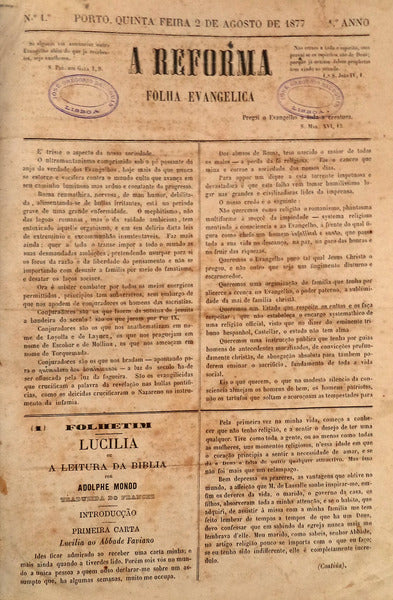 REFORMA (A). FOLHA EVANGELICA.
