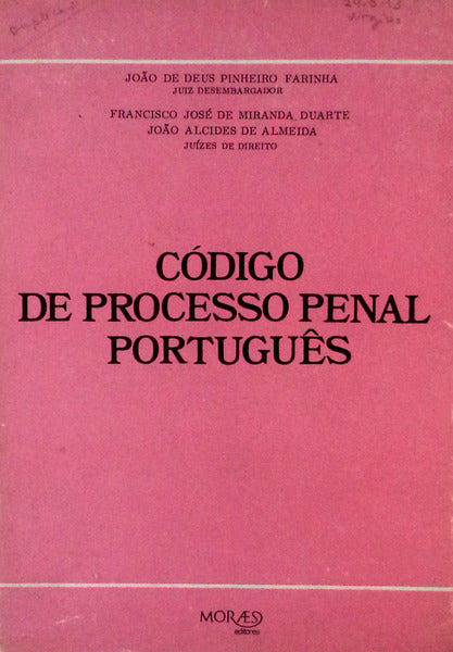 CÃ“DIGO DE PROCESSO PENAL PORTUGUÃŠS. [3.Âª EDIÃ‡ÃƒO]
