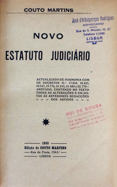 NOVO ESTATUTO JUDICIÃRIO.