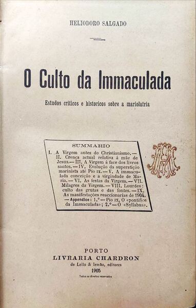 O CULTO DA IMACULADA.