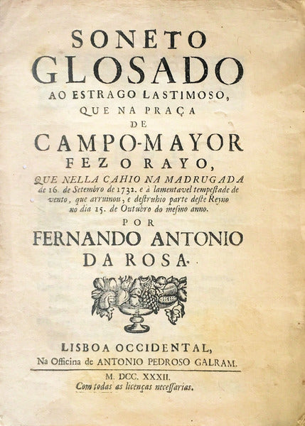 SONETO GLOSADO AO ESTRAGO LASTIMOSO,