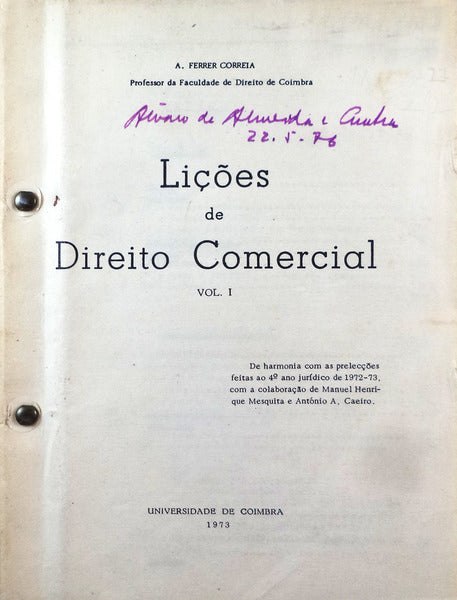 LIÃ‡Ã•ES DE DIREITO COMERCIAL. [VOLS. I E II]