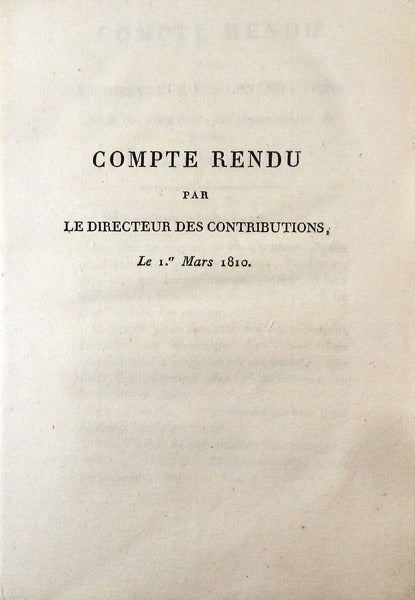COMPTE RENDU PAR LE DIRECTEUR DES CONTRIBUTIONS,
