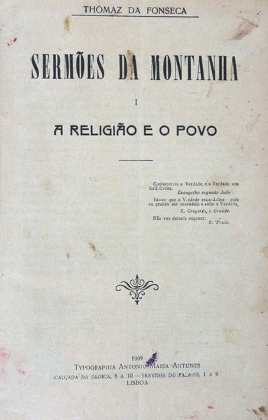 SERMÃ•ES DA MONTANHA. I. A ReligiÃ£o do Povo.