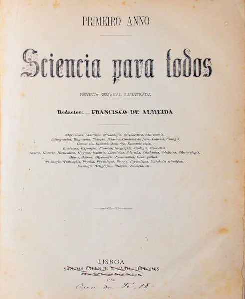 SCIENCIA PARA TODOS. Primeiro anno. Revista Semanal illustrada.