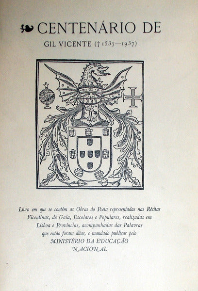 CENTENÃRIO DE GIL VICENTE (1537-1937).