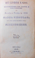 DE LlSBOA A GOA pelo Mediterraneo, Egypto, e Mar-Vermelho,em Setembro e Outubro de 1855.