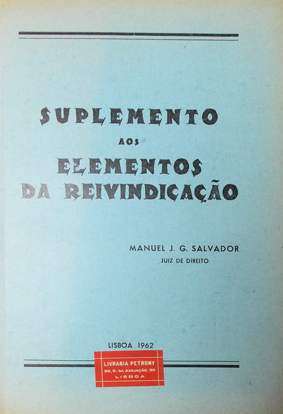 SUPLEMENTO AOS ELEMENTOS DA REVINDICAÃ‡ÃƒO.