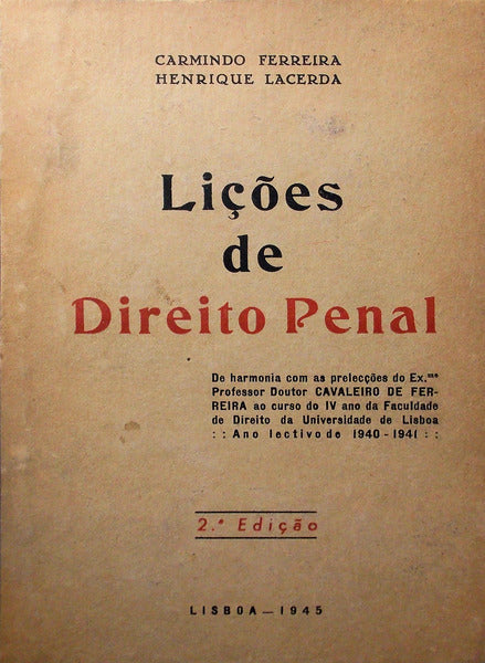 LIÃ‡Ã•ES DE DIREITO PENAL.