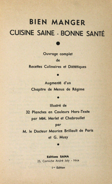 BIEN MANGER CUISINE SAINE â€“ BONNE SANTÃ‰.