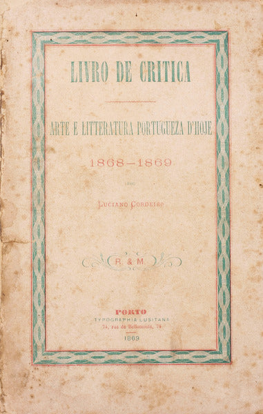 ARTE E LITTERATURA PORTUGUEZA D'HOJE.