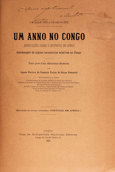 UM ANO NO CONGO. 1 de Maio de 1895 a 1 de Maio de 1896.