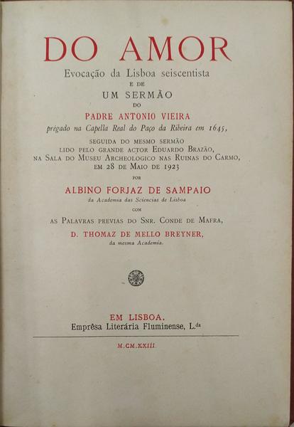 DO AMOR, EVOCAÃ‡ÃƒO DA LISBOA SEISCENTISTA.