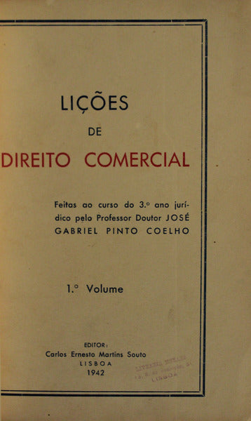 LIÃ‡Ã•ES DE DIREITO COMERCIAL. [2 VOLS.]