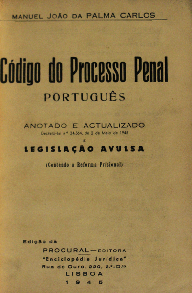 CÃ“DIGO DO PROCESSO PENAL PORTUGUÃŠS.