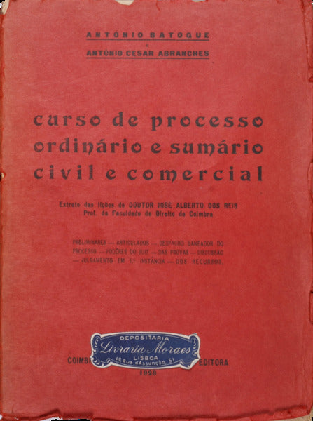 CURSO DE PROCESSO ORDINÃRIO E SUMÃRIO CIVIL E COMERCIAL.
