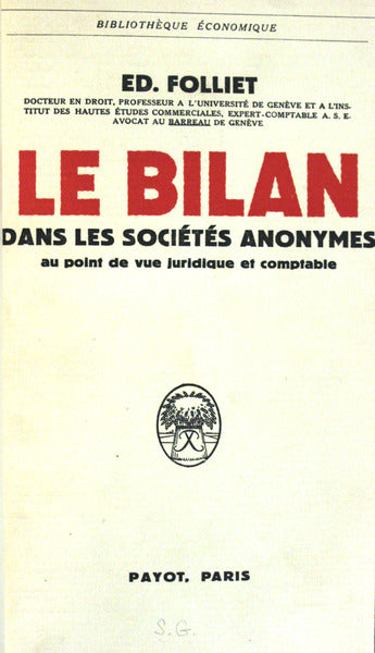 LE BILAN DANS LES SOCIÃ‰TÃ‰S ANONYMES.