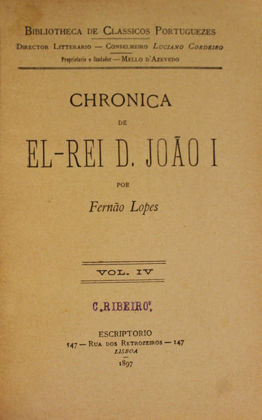 CHRONICA DE EL-REI D. JOÃƒO I.