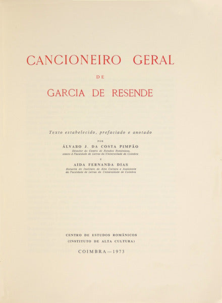 CANCIONEIRO GERAL DE GARCIA DE RESENDE.